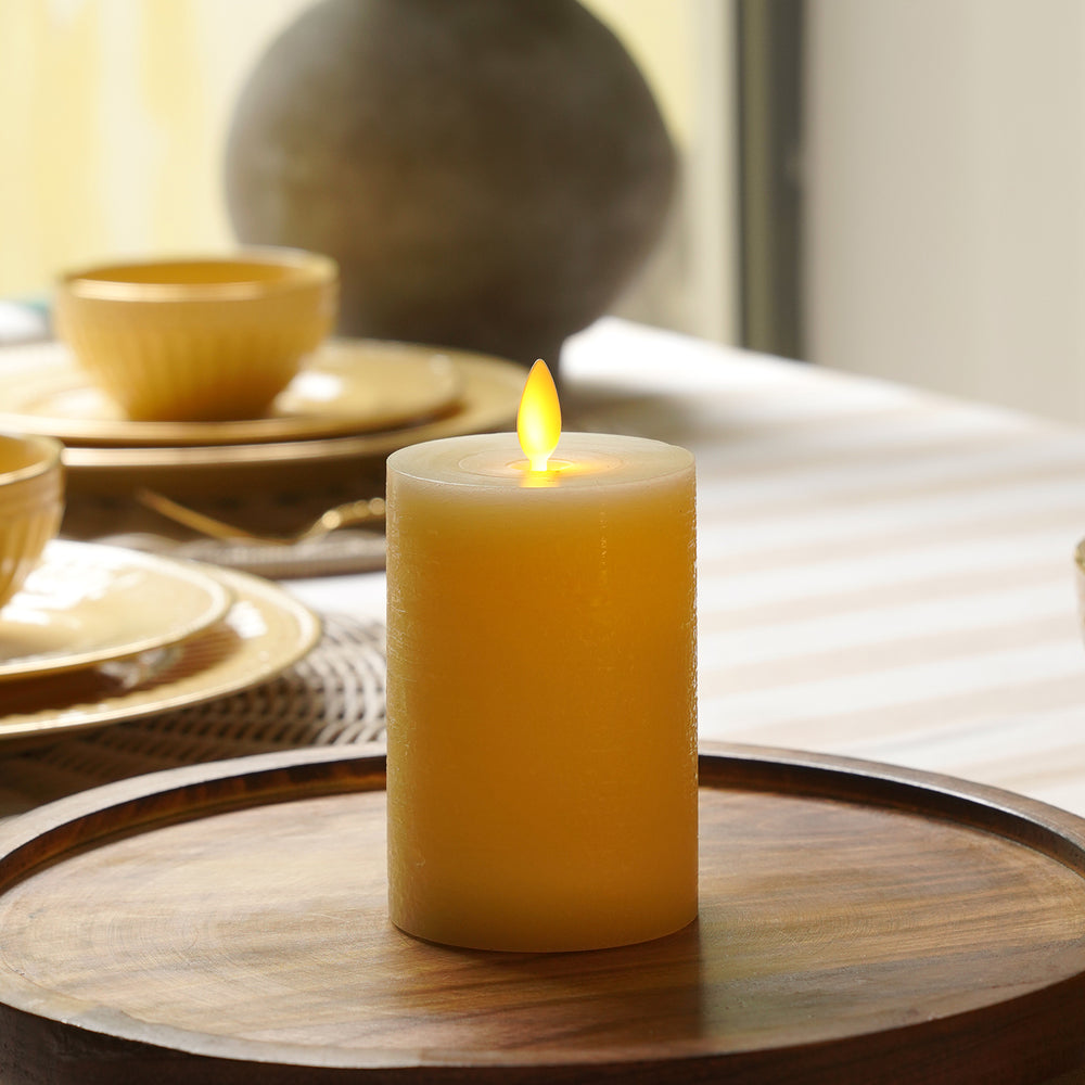 Beige Flickering Flameless LED Taper Candle - Large
