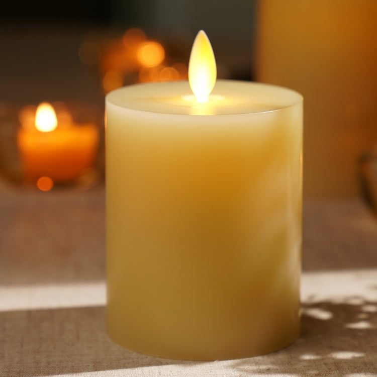 Shop Beige LED Flickering Flame Wax Candle Small at Best Price