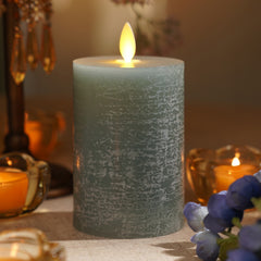 Blue LED Flickering Flame Wax Candle - Large
