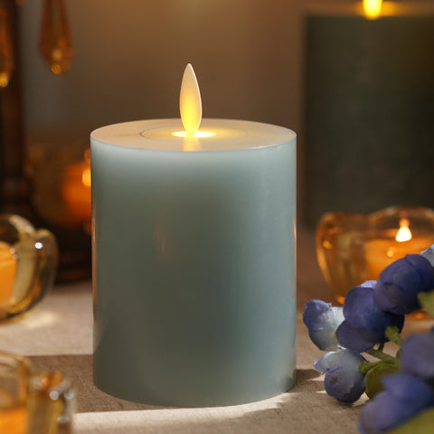 Blue LED Flickering Flame Wax Candle - Small