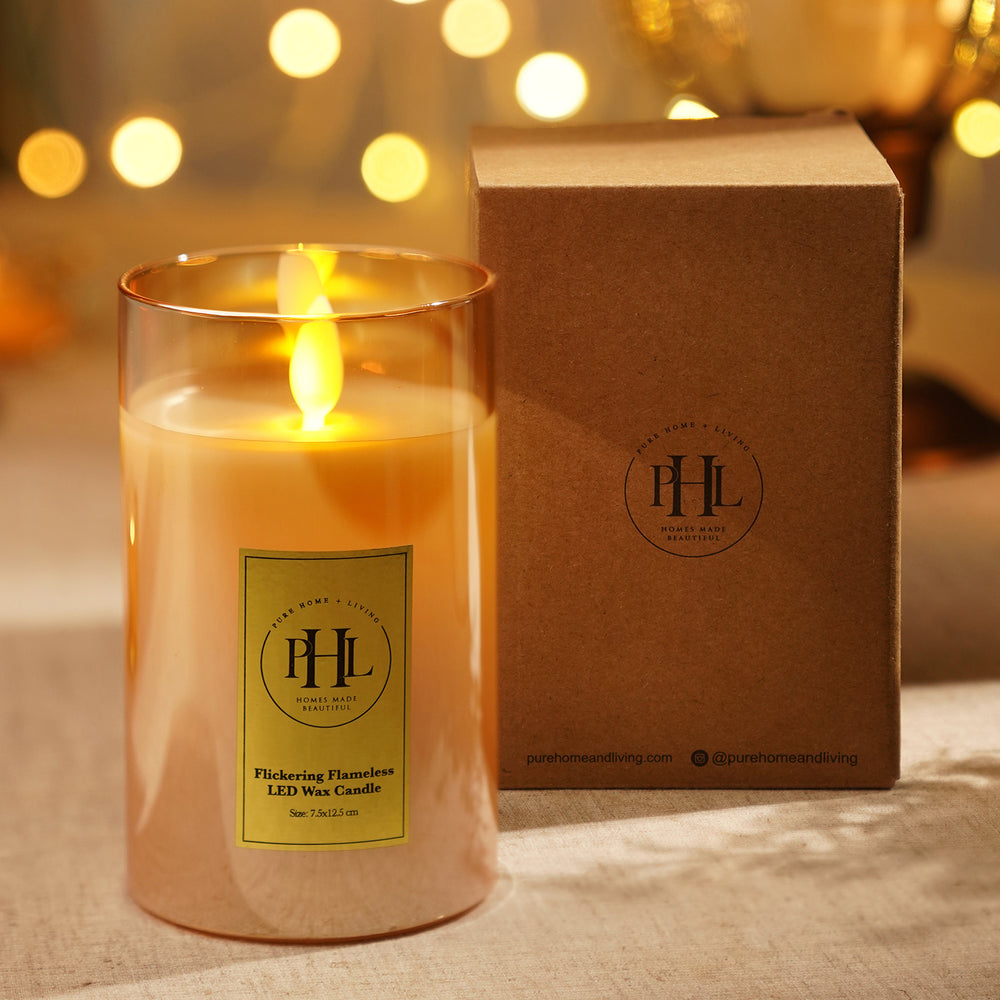 Amber LED Flickering Flame Candle - Large