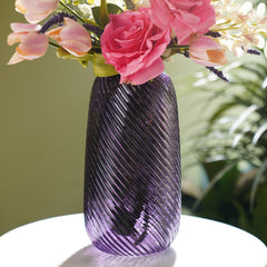 Purple Swirl Textured Glass Vase - Medium