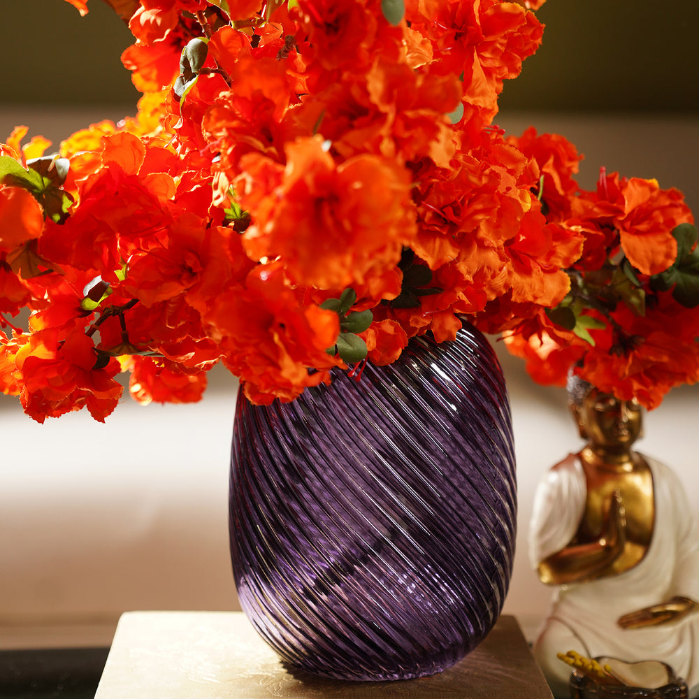 Purple Swirl Textured Glass Vase - Small