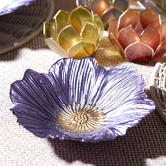 Set of 2 Purple Floral Shaped Serving Bowls