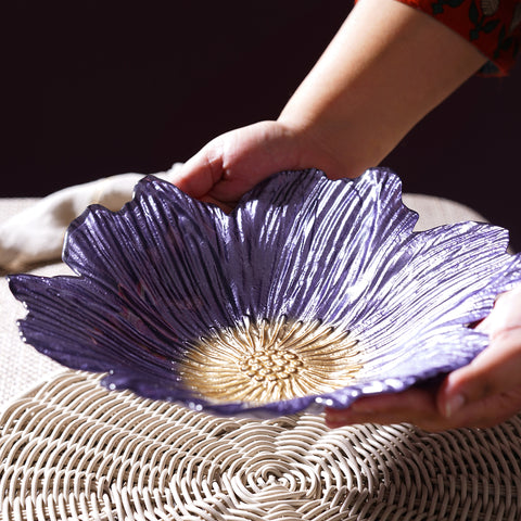 Purple Floral Shaped Serving Bowl