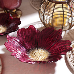 Burgundy Floral Shaped Serving Bowl