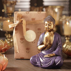 Purple Antique Finish Polyresin Buddha Figurine - Medium