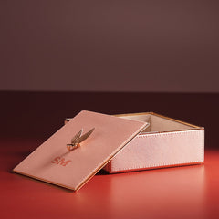Pink Square Faux Leather Box with Lid