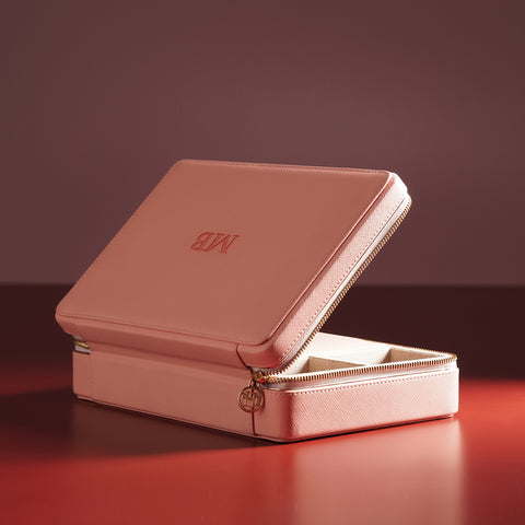 Pink Faux Leather Jewellery Box - Large