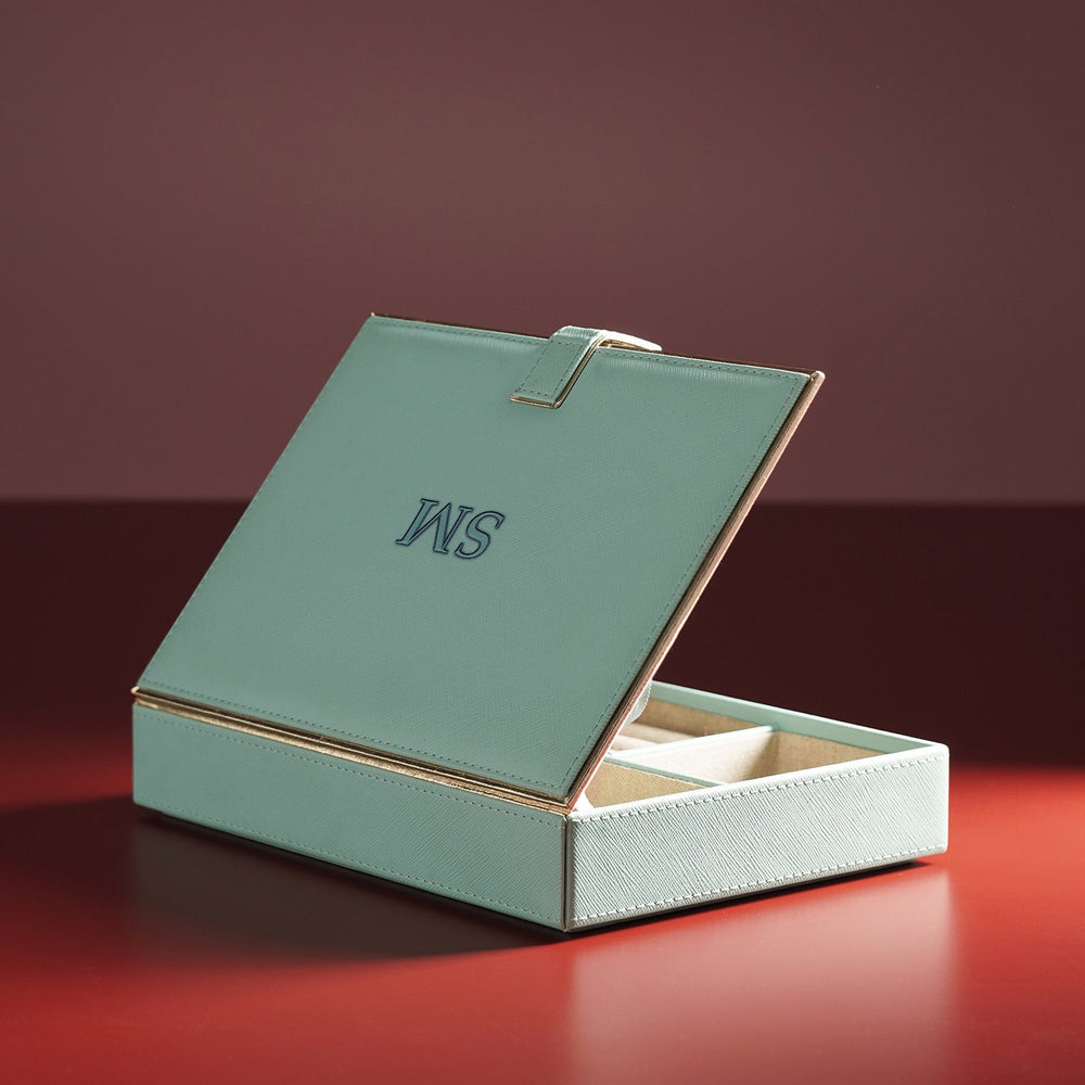 Blue Faux Leather Jewellery Box