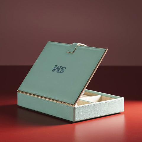 Blue Faux Leather Jewellery Box