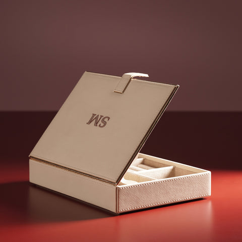 Cream Faux Leather Jewellery Box