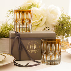 Set of 2 Brown Star Cut Drinking Glasses