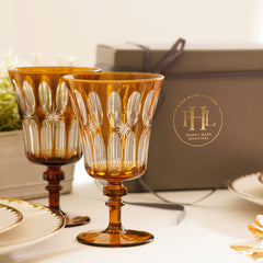 Set of 2 Brown Star Cut Wine Glasses