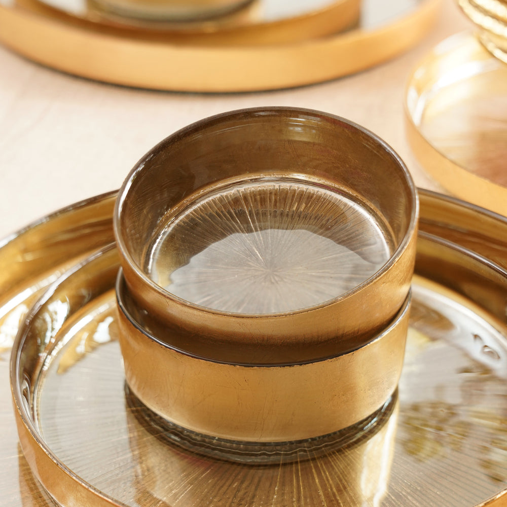 Set of 2 Gold Side Bowls with Gold Foil Rim