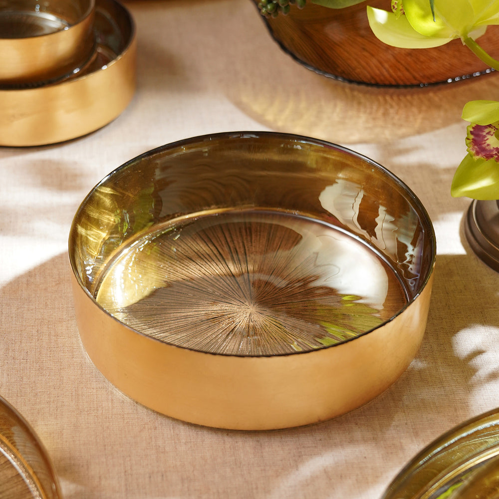 Gold Serving Bowl with Gold Foil Rim