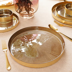 Set of 2 Gold Dinner Plates with Goil Foil Rim