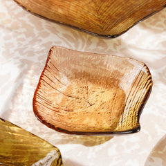Brown Leaf Shaped Glass Platter - Small