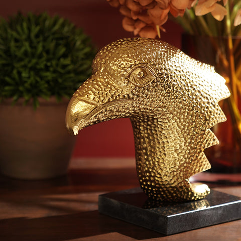 Gold Dotted Textured Eagle Head Sculpture