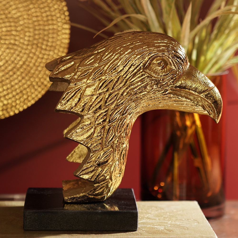 Gold Eagle Head Sculpture