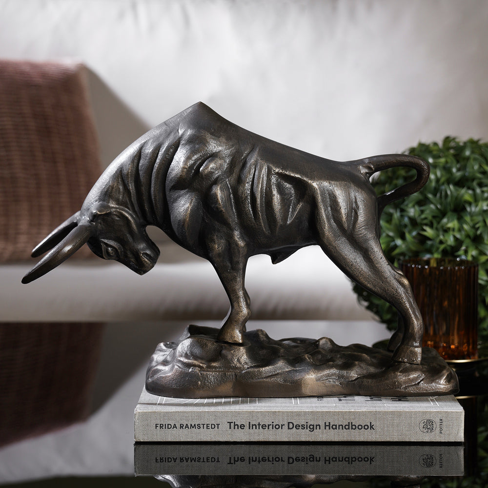 Bronze Antique Finish Bull Sculpture