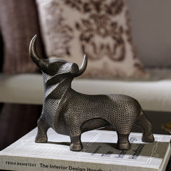 Brown Antique Finish Textured Bull Figurine - Small