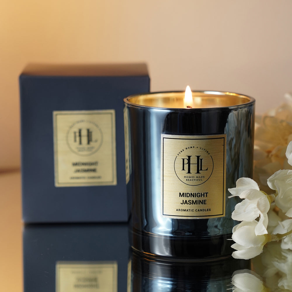 Midnight Jasmine Scented Wax Filled Jar Candle - Blue