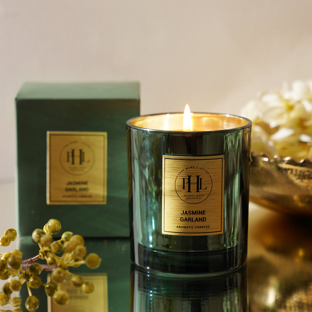 Jasmine Garland Scented Wax Filled Jar Candle - Green