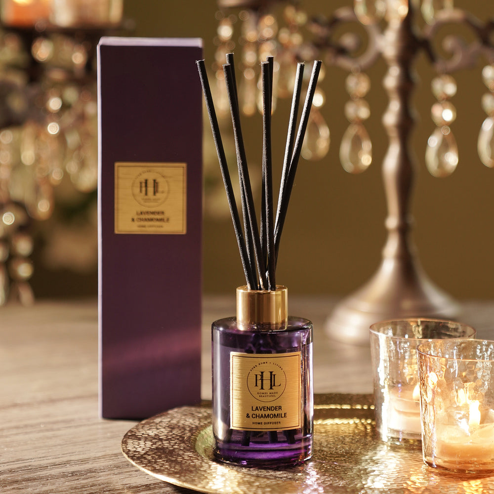 Lavender & Chamomile Scented Glass Diffuser - Purple
