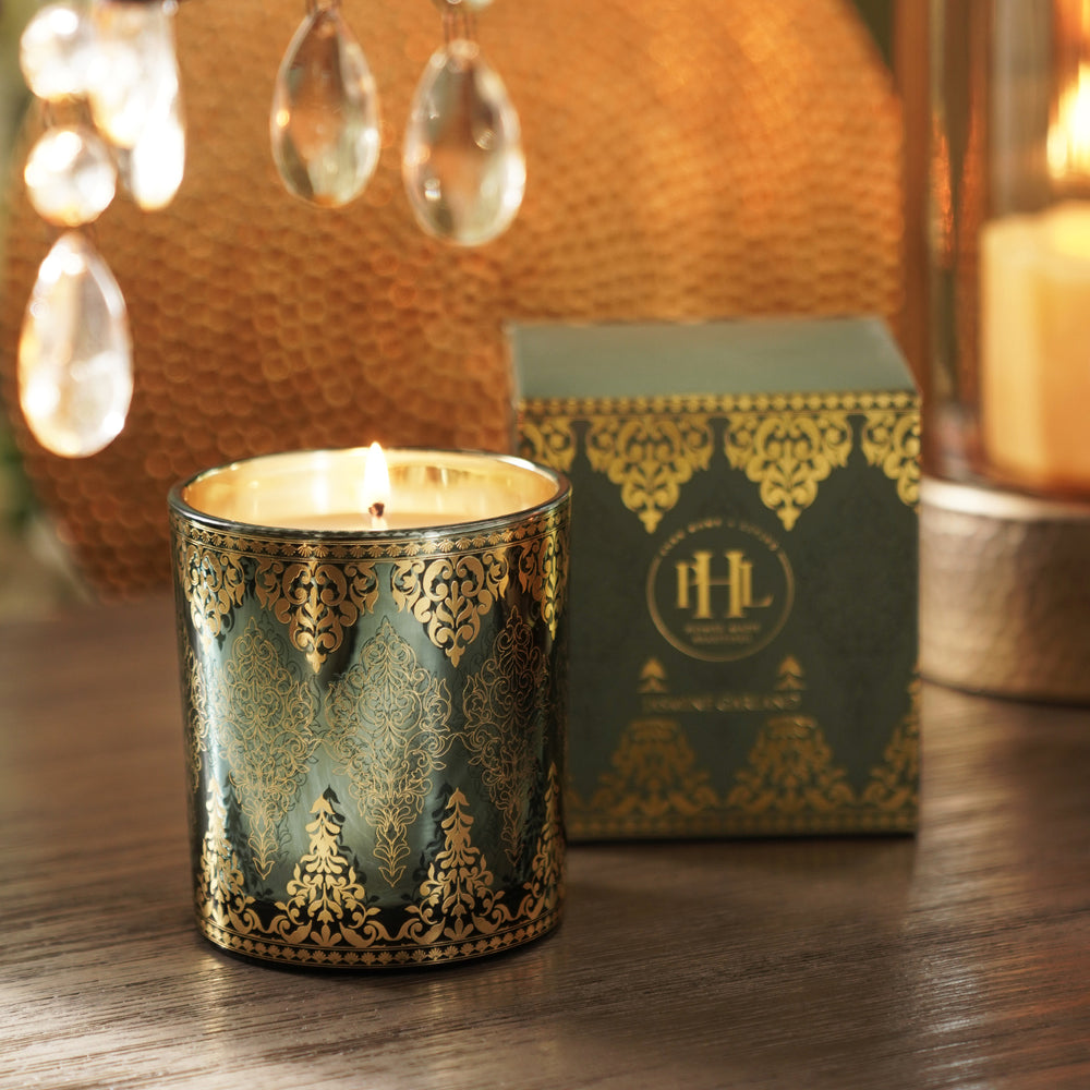 Jasmine Garland Printed Glass Jar Candle - Green
