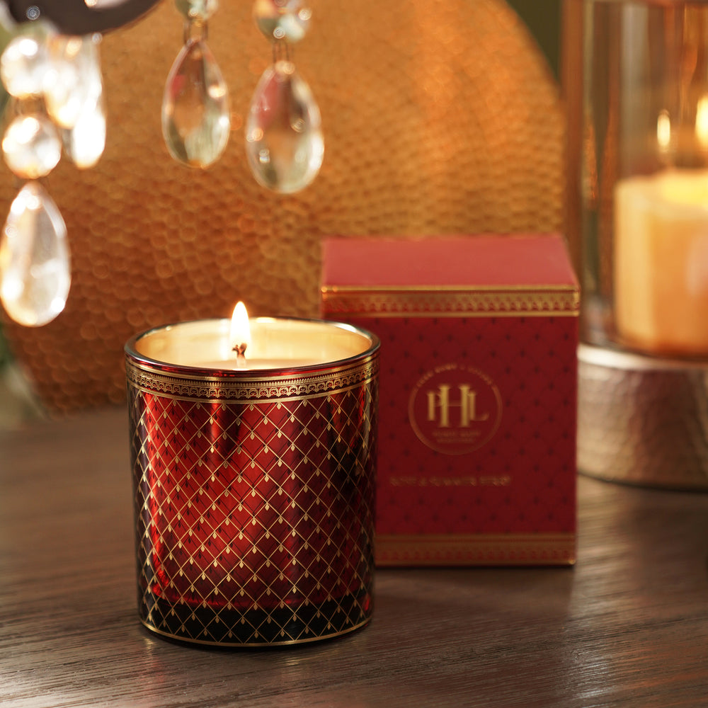 Rose & Summer Berry Printed Glass Jar Candle - Red
