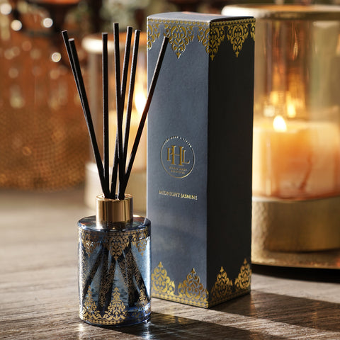 Midnight Jasmine Printed Glass Diffuser - Blue