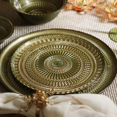 Set of 2 Green Ribbed Dessert Plates