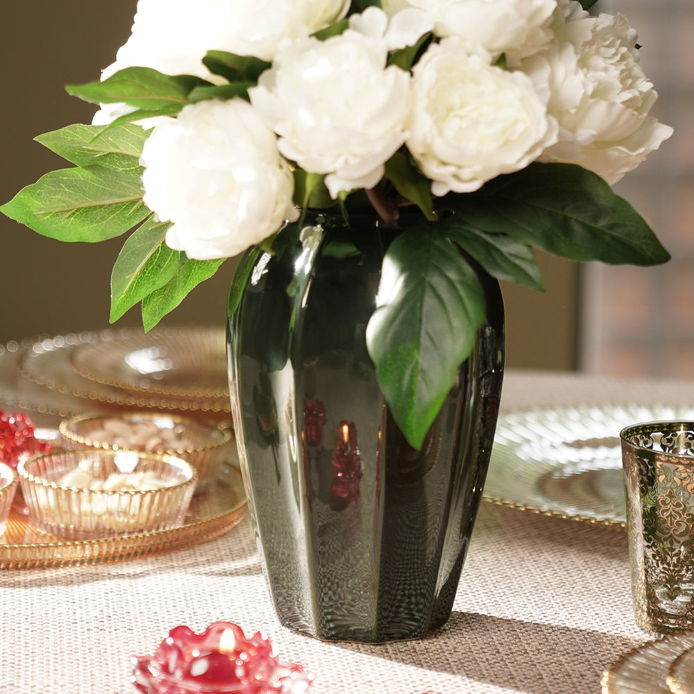 Dark Green Glazed Ceramic Vase - Small