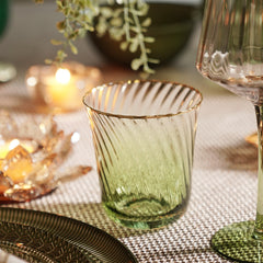 Set of 2 Green Textured Drinking Glasses