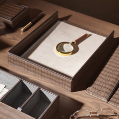 Brown Croco Texture Faux Leather Tray