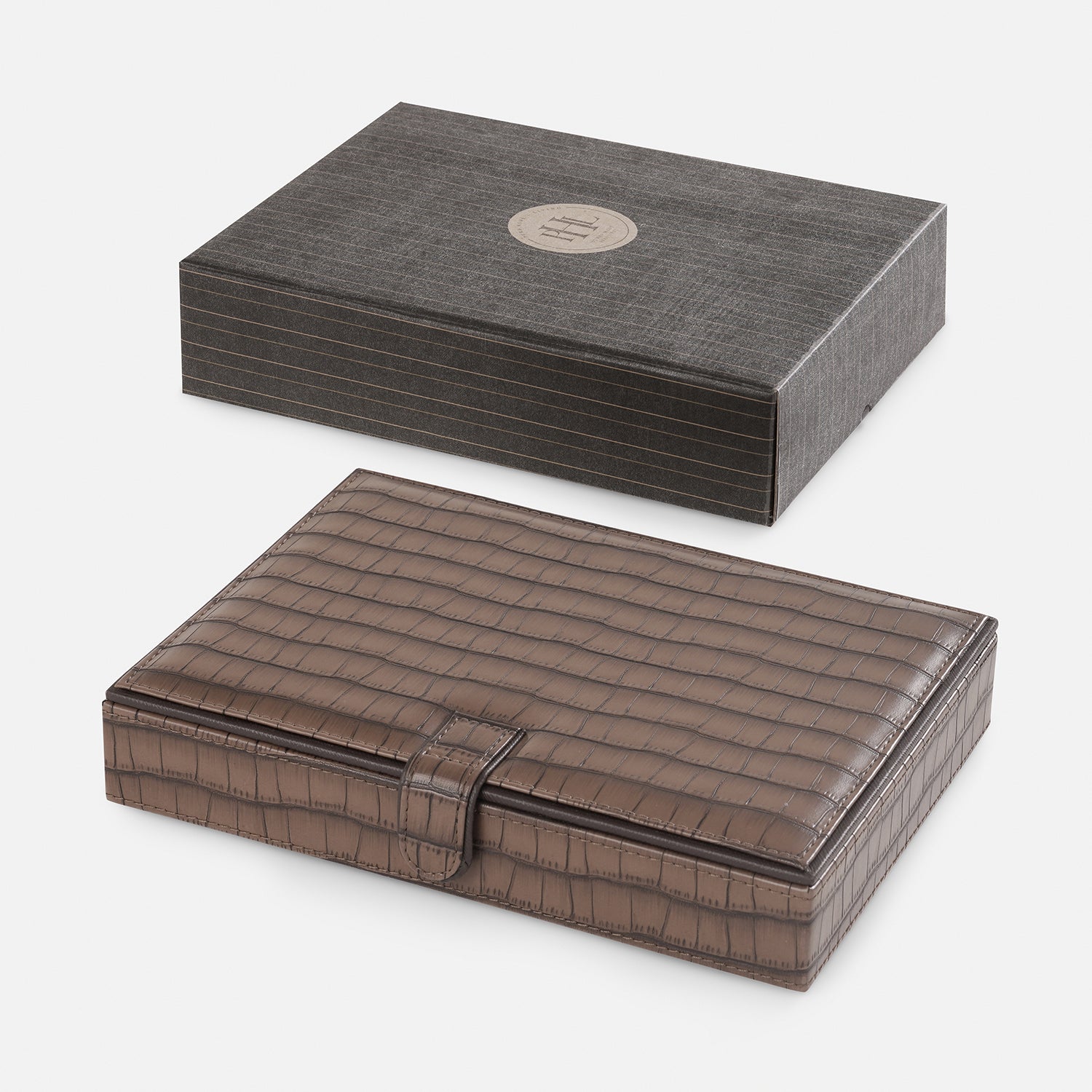 Shop Brown Croco Texture Faux Leather Jewellery Box - at Best