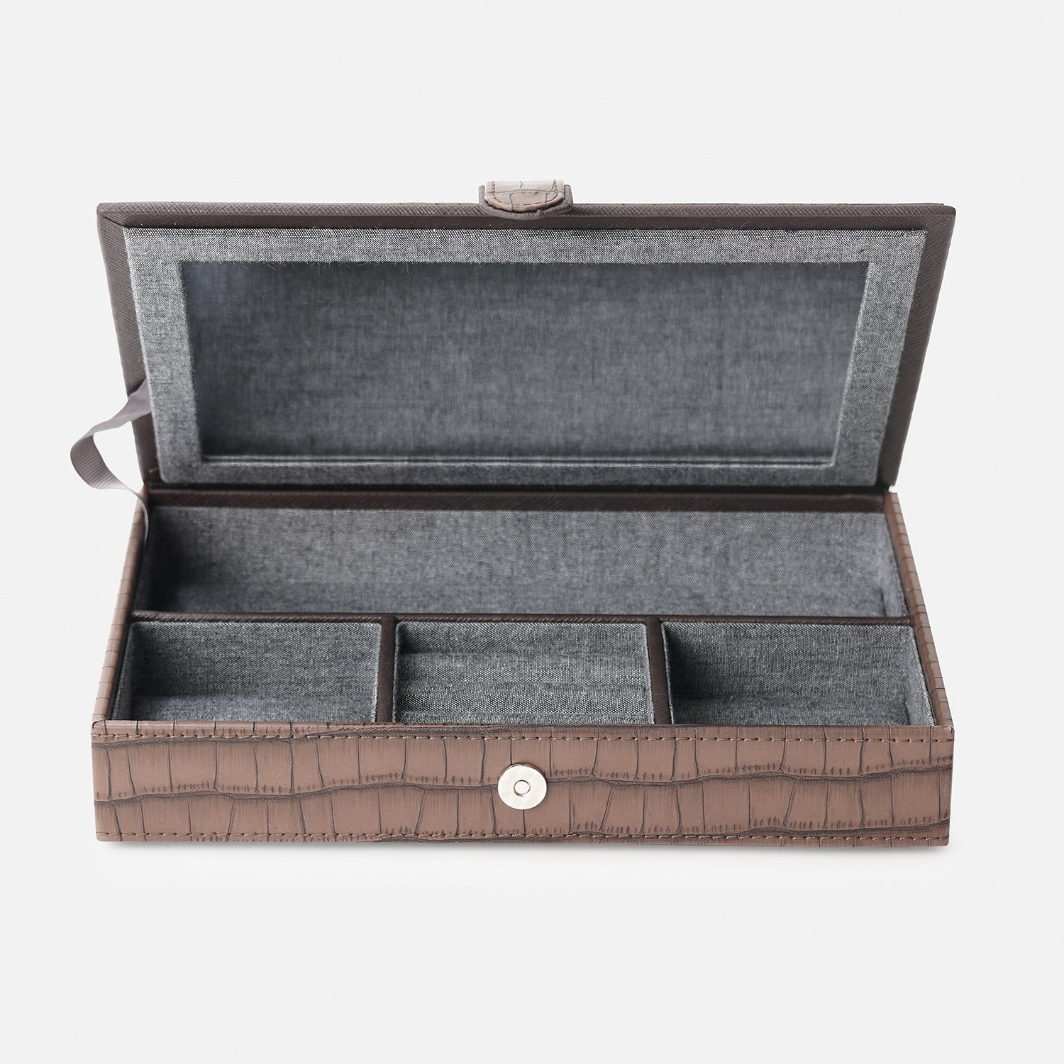 Shop Brown Croco Texture Faux Leather Jewellery Box - at Best