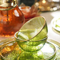 Set of 2 Green Textured Rim Detail Side Bowls