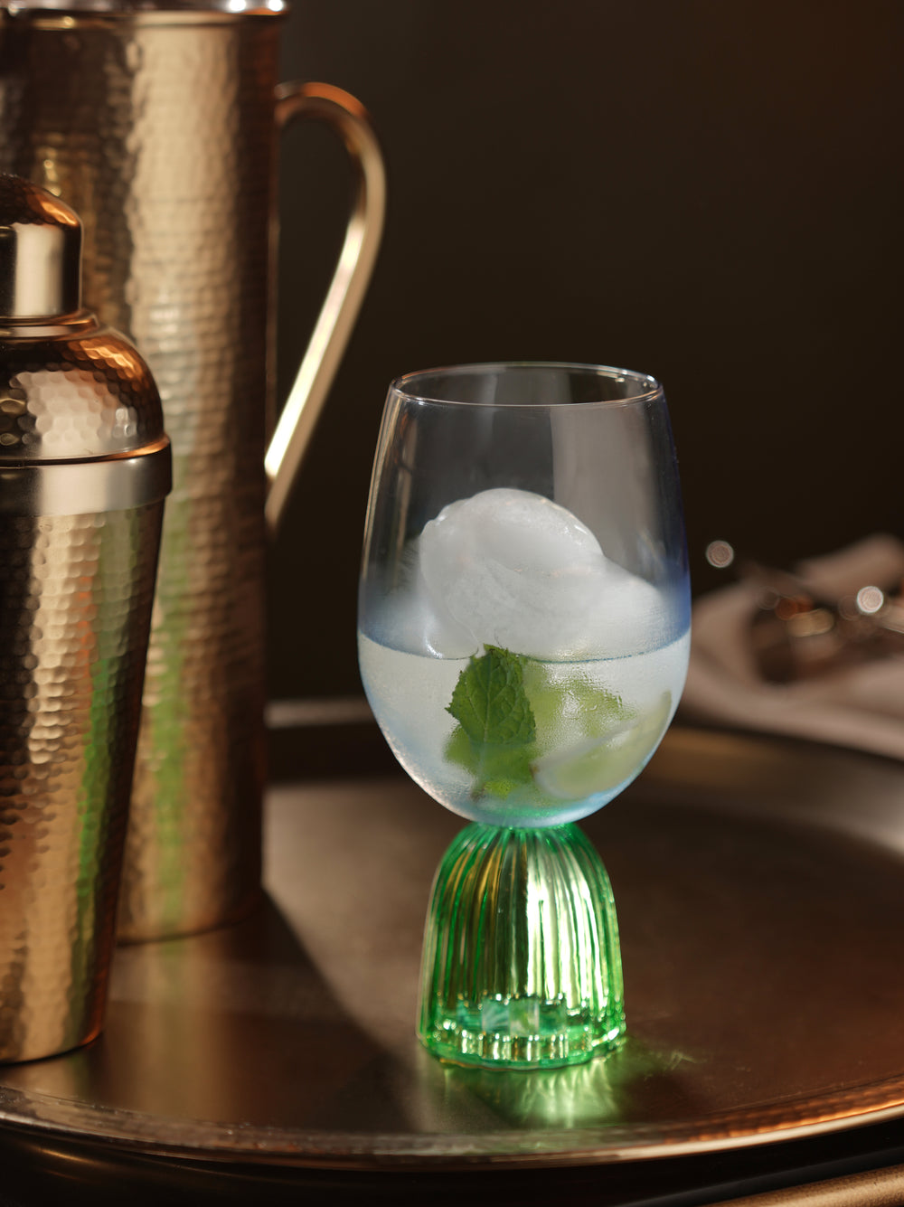 Set of 2 Blue and Green Dual Tone Wine Glasses