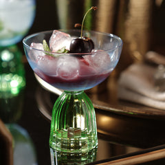 Set of 2 Blue and Green Dual Tone Champagne Coupes