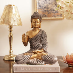 Brown & Gold Polyresin Sitting Buddha Sculpture - Large