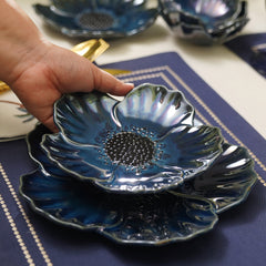 Blue Floral Shaped Ceramic Platter - Small