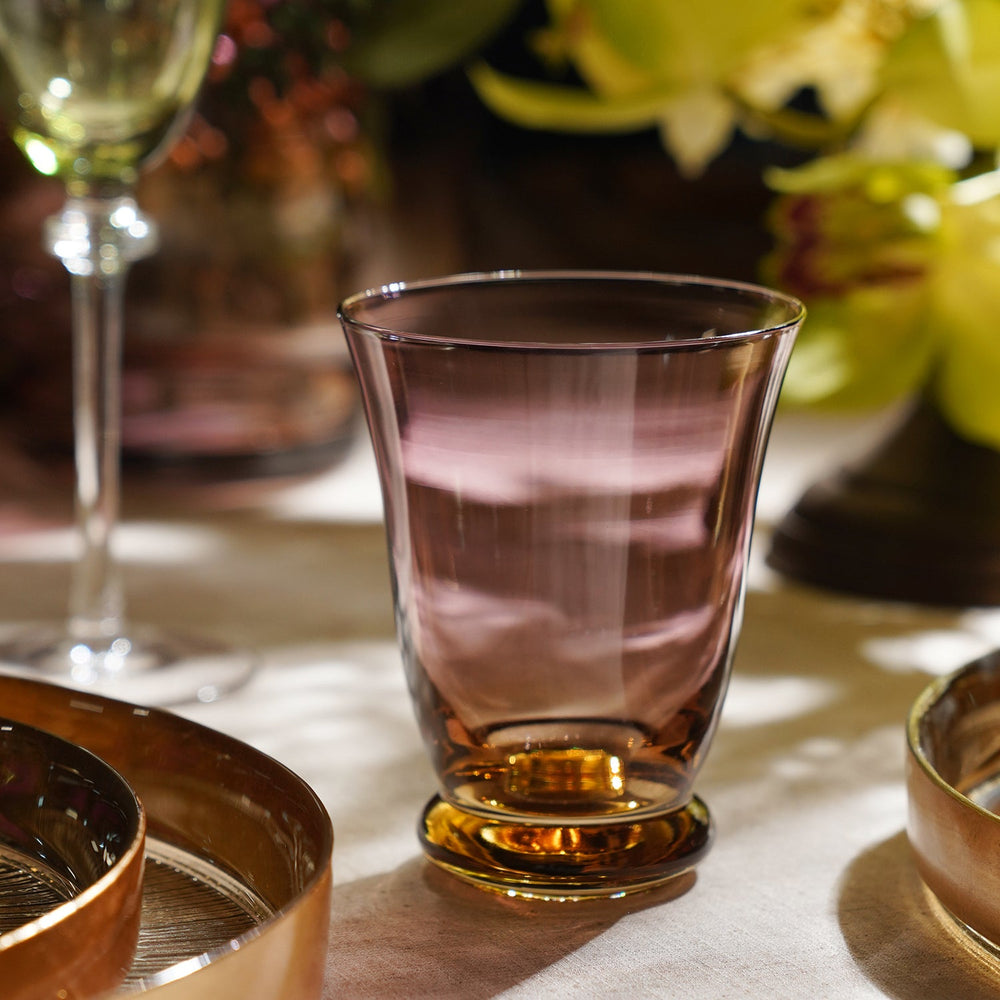 Set Of 2 Amber Ombre Swirl Shaped Drinking Glasses