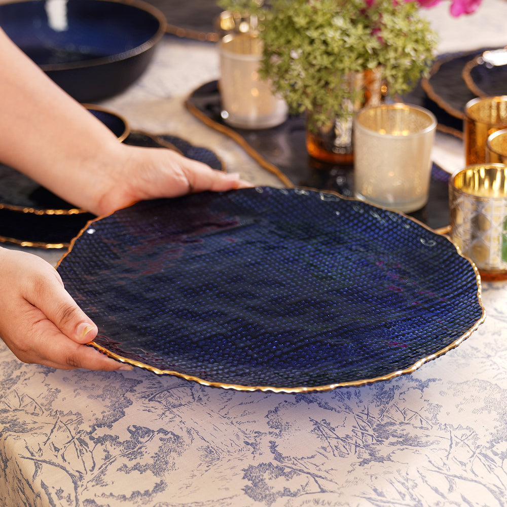 Set of 2 Blue Fizz Textured Charger Plates