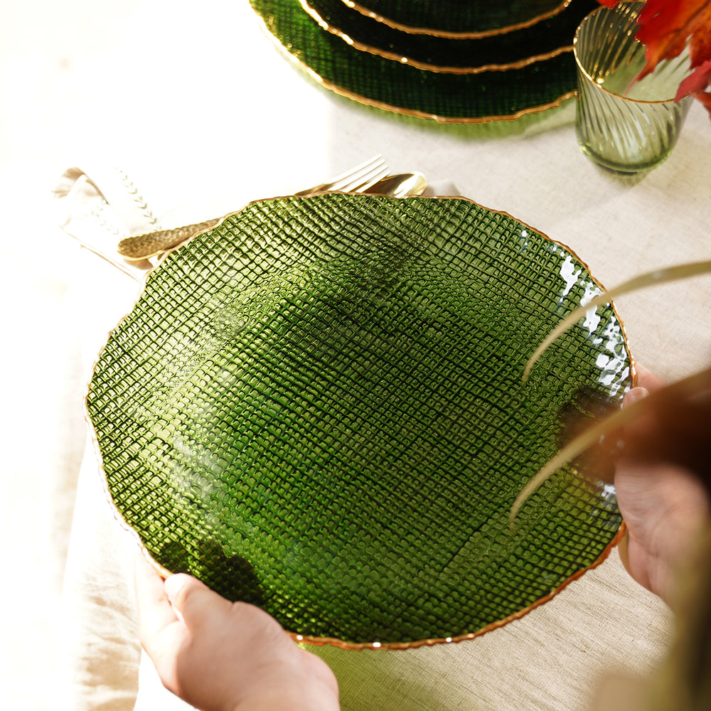 Set of 2 Green Fizz Textured Charger Plates