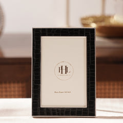 Silver Plated Croco Faux Leather Photo Frame - Small