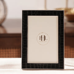 Silver Plated Croco Faux Leather Photo Frame - Medium