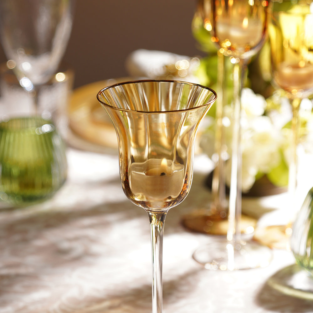 Gold Stem Candle Holder with Gold Rim - Small