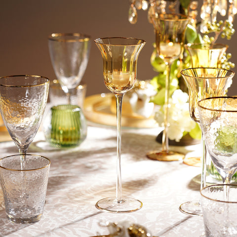 Gold Stem Candle Holder with Gold Rim - Medium